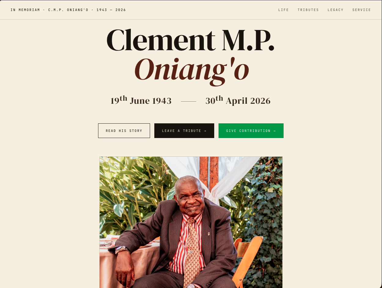 Prof. Clement Oniang'o: Memorial Site
